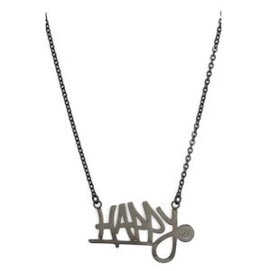 Covet 'Happy' Pendant Necklace Black